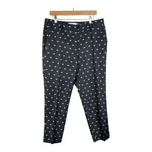 RSVP by Talbots Swan All Over Print Pants Lined‎ Casual Ribbed Trousers Size 12